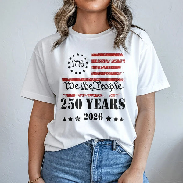 1776 We The People T-Shirt | 250 Years Anniversary Vintage Distressed Flag Design | 100% Soft Cotton Unisex Tee | Gift for History and Patriotic Fans