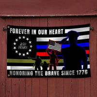 Forever in Our Heart 250 Years Military Flag | Double-Sided Polyester Grommet Flag | Veterans Day Memorial Gift for Service Members
