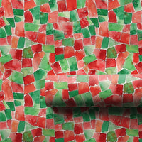 Red and Green Stained Glass Gift Wrap, Watercolor Mosaic Wrapping Paper, Modern Christmas Wrapping Paper, Abstract Holiday Gift Wrap Roll