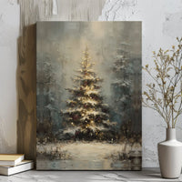 Snowy Forest Winter Print, Christmas Tree Canvas Wall Art, Digital Download Printable Art, Festive Holiday Decor Present