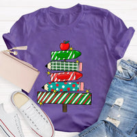 Festive Holiday Classroom Graphic Tee, Christmas Pencil Tree Teacher Shirt, Winter School Vacation T-Shirt, Xmas Teacher Present Shirt