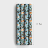 Adorable Kitten Holiday Gift Wrap, Christmas Cat Wrapping Paper, Festive Winter Cat Lover Wrapping Paper, Holly Pine Pet Lover Gift Wrap Roll