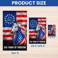 Patriotic Horse Garden Flag 250 Years of Freedom | 1776-2026 Betsy Ross Design | Double-Sided Polyester | Farmhouse Americana Decor