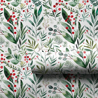 Botanical Greenery Christmas Gift Wrap, Watercolor Winter Berries Wrapping Paper, Rustic Holiday Foliage Wrapping Paper, Xmas Gift Wrap