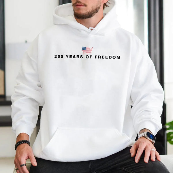 America 250th Anniversary Hoodie | 250 Years of Freedom USA Map Design | Cotton-Polyester Blend Comfort Sweatshirt | Patriotic Gift for Independence Day