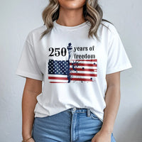 250 Years of Freedom T-Shirt | American Flag Statue of Liberty Graphic | Soft Cotton Blend Sweatshirt | Patriotic USA Anniversary Gift