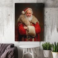 Oil Painting Santa Canvas Print, Vintage Santa Claus Canvas Art, Classic Christmas Wall Canvas, Holiday Portrait Decor, Xmas Home Present