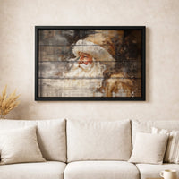 Vintage Holiday Santa Portrait Canvas Print, Rustic Santa Claus Canvas Wall Art, Farmhouse Christmas Canvas, Seasonal Winter Decor Present