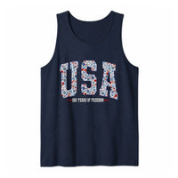 Patriotic USA Floral Tank Top | 250 Years of Freedom Red White and Blue Botanical Print | Soft Lightweight Breathable Fabric | 4th of July Independence Day Summer Outfit Gift
