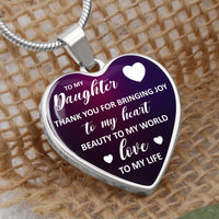 Sentiment Quote Pendant Necklace, To My Daughter Heart Necklace, Surgical Steel Heart Necklace, Meaningful Daughter Christmas Birthday Present