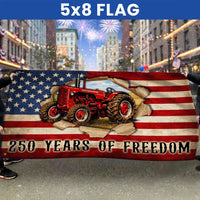 Red Tractor American Flag | 250 Years of Freedom Patriotic House Flag | Double-Sided Weather-Resistant Polyester | Farmer Gift