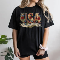 USA 250 Years of Freedom T-Shirt | Vintage Floral American Flag Design | Premium Cotton Tee | Patriotic Gift for Fourth of July 2026