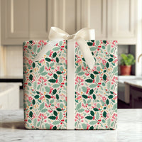 Botanical Greenery Gift Wrap, Christmas Holly Berry Wrapping Paper, Traditional Holiday Wrapping Paper, Classic Winter Gift Wrap Roll