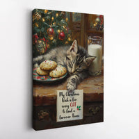 Adorable Holiday Cat Canvas Print, Sleeping Kitten Christmas Canvas Art, Furrever Home Xmas Wall Decor Canvas, Comfy Winter Pet Lover Present