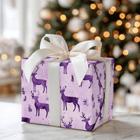 Winter Stag Gift Wrap, Purple Reindeer Christmas Wrapping Paper, Lavender Holiday Deer Gift Wrap, Elegant Festive Winter Wrapping Paper