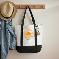 Sun Colorful Pattern Color-blocked Canvas Bag