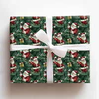Humorous Wine Lover Gift Wrap, Santa Wine Toast Christmas Wrapping Paper, Holiday Santa Claus Wrapping Paper, Festive Pine Present Wrap