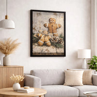 Rustic Christmas Wall Art, Gingerbread Men Digital Download Canvas, Impasto Holiday Kitchen Print, Winter Season Baking Decor Poster
