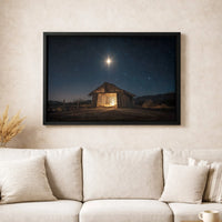 Star of Bethlehem Canvas Print, Nativity Scene Canvas Wall Art, Rustic Manger Holy Night Canvas, Religious Christmas Decor Present