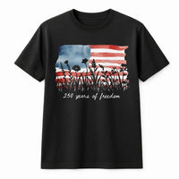 America 250 Years of Freedom T-Shirt | Watercolor Flag with Floral Silhouette Art | Soft Breathable Cotton Tee | Patriotic 4th of July Gift