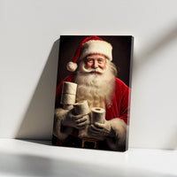 Humorous Christmas Bathroom Canvas Wall Art, Humorous Santa Toilet Paper Canvas Print, Quirky Holiday Canvas Decor, Humorous Xmas Bathroom Art