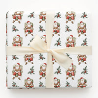 Comfy Bookish Christmas Gift Wrap, Reading Santa Claus Wrapping Paper, Watercolor Santa Present Wrap, Nostalgic Holiday Packaging
