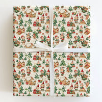Watercolor Elf Holiday Gift Wrap, Santa Elves Village Christmas Wrapping Paper, Whimsical Winter Wonderland Wrapping Paper, Xmas Gift Wrap