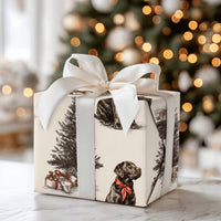 Vintage Dog Christmas Gift Wrap, Chocolate Labrador Wrapping Paper, Chocolate Lab Holiday Wrapping Paper, Dog Lover Present Wrap Roll