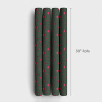 Magenta Bauble Holiday Gift Wrap, Vintage Ornament Christmas Wrapping Paper, Sage Green Xmas Wrapping Paper, Elegant Winter Gift Wrap Roll