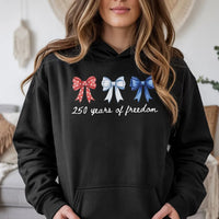America 250th Anniversary Hoodie | Patriotic Bow Design 250 Years of Freedom | Soft Cotton-Polyester Blend | 4th of July Gift for Patriots