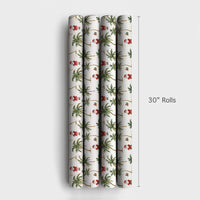 Beach Palm Tree Holiday Gift Wrap, Tropical Santa Christmas Wrapping Paper, Coastal Santa Wrapping Paper, Summer Xmas Gift Wrapping Paper