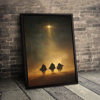 Nativity Scene Oil Painting Poster, Three Wise Men Star of Bethlehem Wall Art, Christian Christmas Decor, Digital Download Faith Print