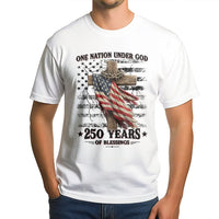 One Nation Under God T-Shirt | American Flag Cross 250 Years Design | 100% Soft Breathable Cotton | Gift for Patriotic Christians