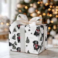Winter Dog Christmas Gift Wrap, Bernese Mountain Dog Wrapping Paper, Berner Present Paper, Bernese Mountain Dog Gift Wrap, Dog Lover Holiday