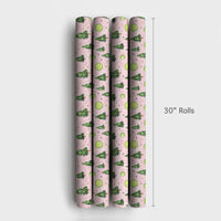Watercolor Pine Tree Gift Wrap, Tennis Tree Wrapping Paper, Tennis Lover Christmas Wrapping Paper, Festive Sports Holiday Gift Wrap Roll