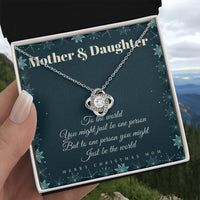 Christmas Present for Mom from Daughter, Love Knot Necklace for Mom, 18k Yellow Gold Finish Necklace, Cubic Zirconia Crystal Pendant Necklace