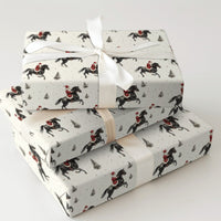 Watercolor Winter Horse Gift Wrap, Equestrian Santa Horse Wrapping Paper, Festive Country Christmas Paper, Holiday Gift Wrapping Paper Roll