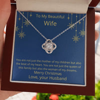 Romantic Cubic Zirconia Pendant Necklace, Wife Love Knot Necklace, 14k White Gold Love Knot Necklace, Christmas Jewelry Present for Her