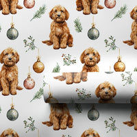 Adorable Dog Holiday Gift Wrap, Cavapoo Christmas Wrapping Paper, Watercolor Puppy Present Wrap, Dog Lover Christmas Present Paper Roll Supplies