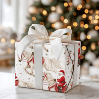 Watercolor Santa on Horse Gift Wrap, Equestrian Santa Wrapping Paper, Horse Lover Christmas Wrapping Paper, Holiday Gift Wrap Paper Roll