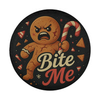 Bite Me Christmas Wheel Cover with Camera Hole, Angry Gingerbread Man Spare Tire Cover, Humorous Holiday Tire Cover, Jeep Bronco Tire Cover