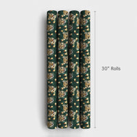 Mountain Lion Holiday Gift Wrap, Cougar Christmas Lights Wrapping Paper, Festive Cougar Paper Roll, Wildlife Animal Christmas Wrapping Paper