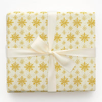 Winter Wedding Gift Wrap, Gold Snowflake Christmas Wrapping Paper, Elegant Cream Holiday Wrapping Paper, Metallic Gold Snowflake Gift Wrap