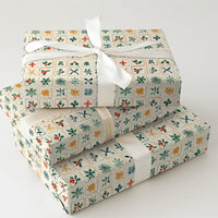 Snowflake and Holly Gift Wrap, Folk Art Christmas Wrapping Paper, Rustic Holiday Wrapping Paper, Traditional Winter Present Gift Wrap Roll