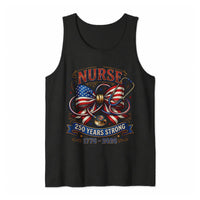 Patriotic Nurse Tank Top | American Flag Bow & Stethoscope 250 Years Strong 1776-2026 | Soft Breathable Fabric | Gift for Nurses & Fourth of July