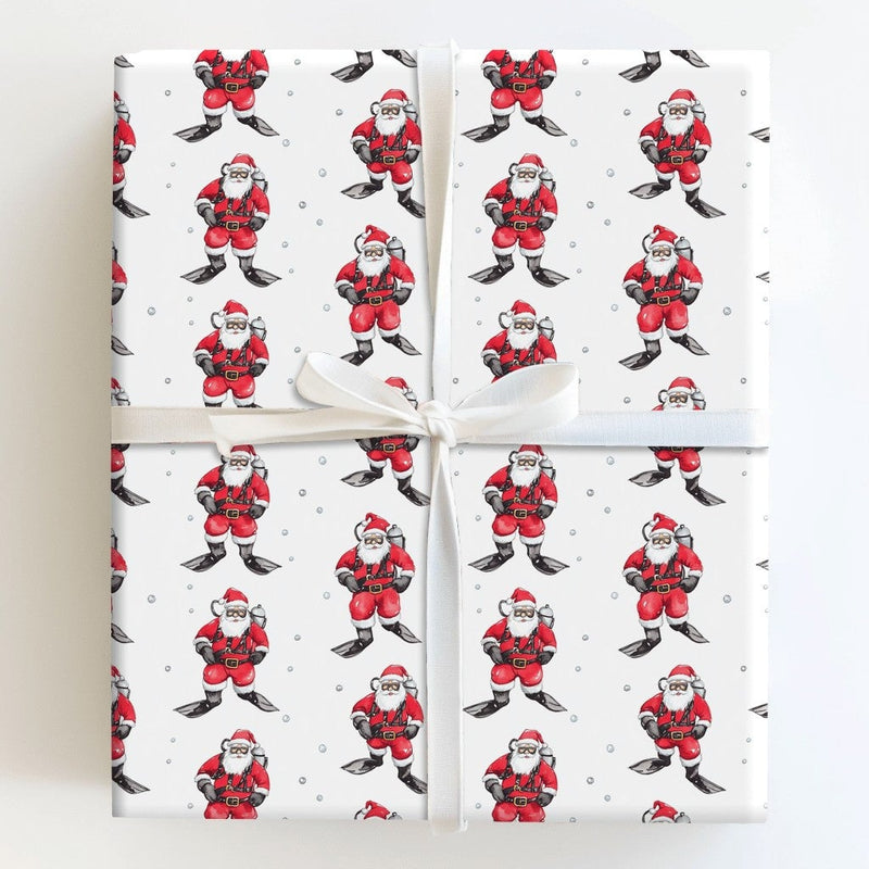 Underwater Christmas Gift Wrap, Scuba Diving Santa Wrapping Paper, Humorous Diver Holiday Wrapping Paper, Ocean Theme Christmas Gift Wrap Roll