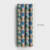 Tropical Palm Tree Gift Wrap, Coastal Christmas Village Wrapping Paper, Seaside Lighthouse Holiday Gift Wrapping Paper, Beach Present Wrap