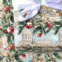 Watercolor Colosseum Gift Wrap, Rome Christmas Wrapping Paper, Snowy Italy Holiday Wrapping Paper, European Travel Winter Wrapping Paper