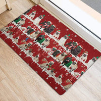 Merry Christmas Snowflake Welcome Mat, Pug Christmas Doormat, Adorable Holiday Dog Door Mat, Winter Front Porch Rug, Pug Lover Xmas Present