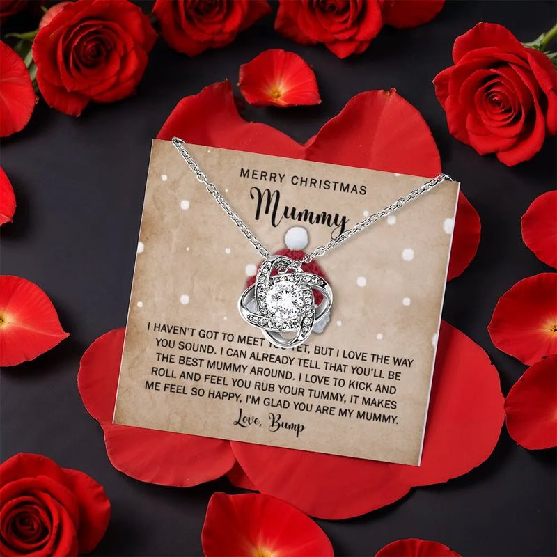 Expecting Mom Love Knot Pendant, Love Knot Necklace from Bump, Pregnancy Announcement Love Knot Jewelry, New Mommy Present, Christmas Present